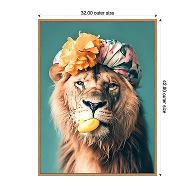 King of the Bathroom Lion by Niky Rahner Framed Canvas Wall Art Print