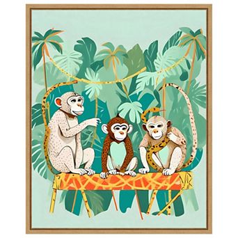Monkey Play Date by Uma Gokhale Framed Canvas Wall Art Print
