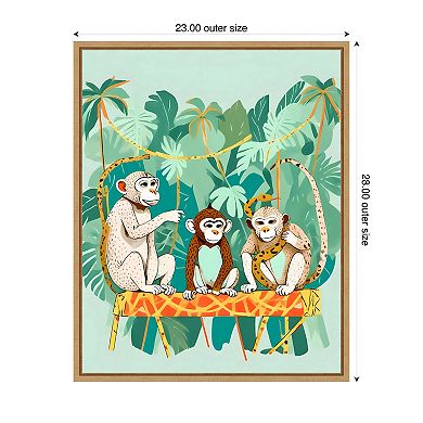 Monkey Play Date by Uma Gokhale Framed Canvas Wall Art Print