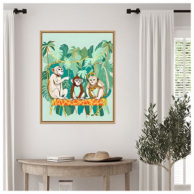 Monkey Play Date by Uma Gokhale Framed Canvas Wall Art Print