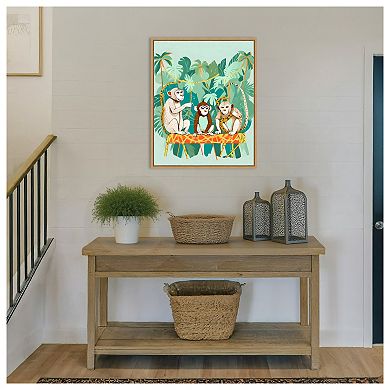 Monkey Play Date by Uma Gokhale Framed Canvas Wall Art Print