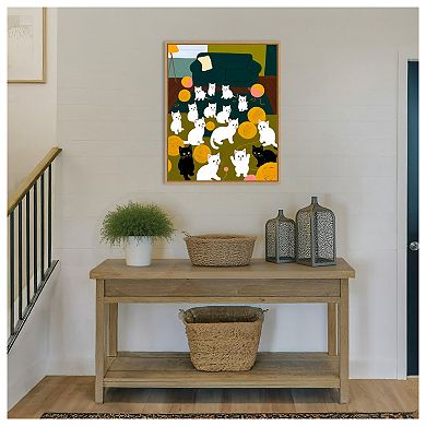 Cats and Wool by Uma Gokhale Framed Canvas Wall Art Print