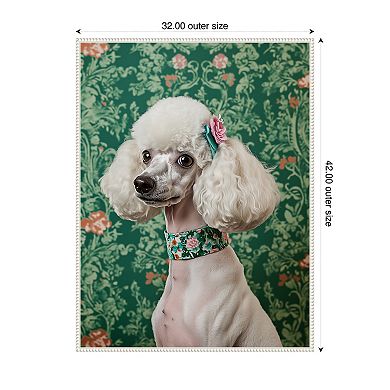 The Floral Adorned Poodle by Mowzu Framed Canvas Wall Art Print