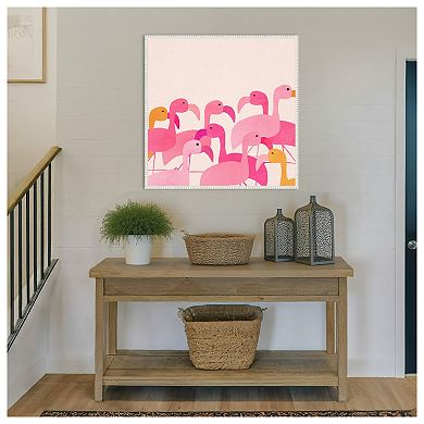 Flamingos by Kristian Gallagher Framed Canvas Wall Art Print
