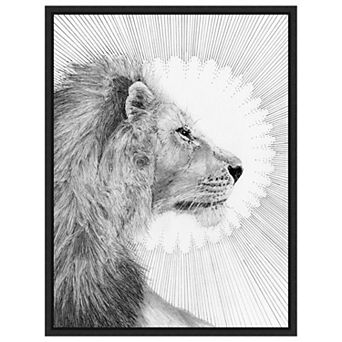 Sun and Lion by Ec Mazur Framed Canvas Wall Art Print