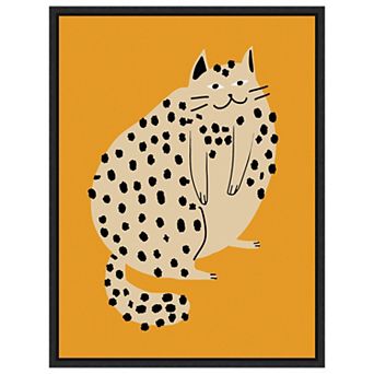 Spotted Cat Delight by Little Dean Framed Canvas Wall Art Print