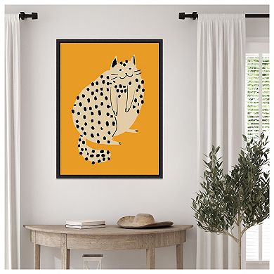 Spotted Cat Delight by Little Dean Framed Canvas Wall Art Print
