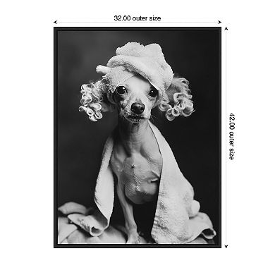 Spa Day Pooch by Niky Rahner Framed Canvas Wall Art Print