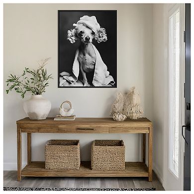 Spa Day Pooch by Niky Rahner Framed Canvas Wall Art Print