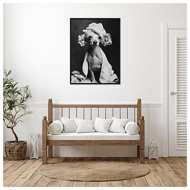 Spa Day Pooch by Niky Rahner Framed Canvas Wall Art Print