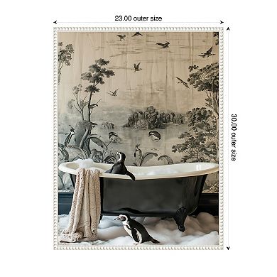 Penguins Dreamy Bath Time by Niky Rahner Framed Canvas Wall Art Print