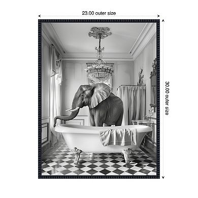 Elephant Bath Room by Niky Rahner Framed Canvas Wall Art Print