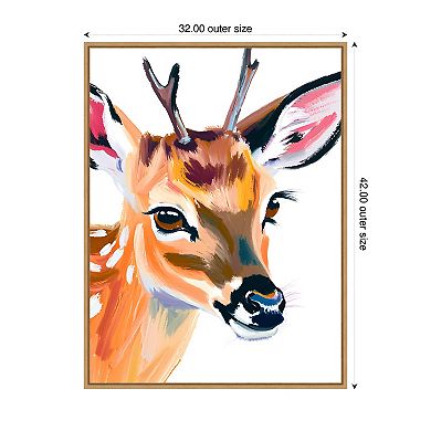 Deer by Ohkimiko Framed Canvas Wall Art Print