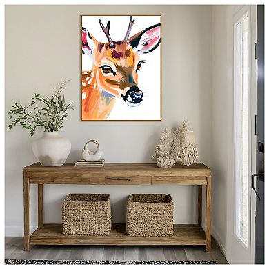 Deer by Ohkimiko Framed Canvas Wall Art Print
