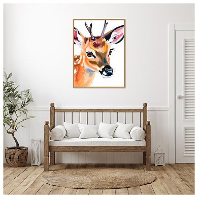 Deer by Ohkimiko Framed Canvas Wall Art Print