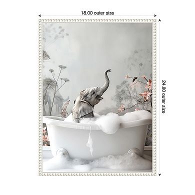 Elephant Bath Bliss by Niky Rahner Framed Canvas Wall Art Print