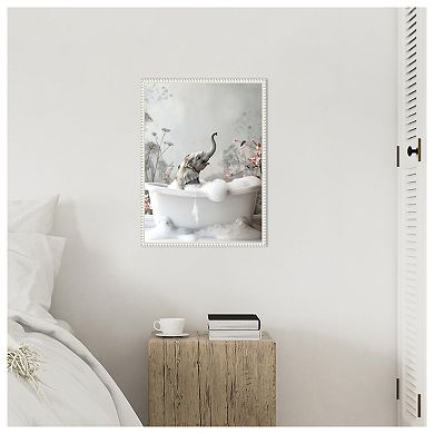 Elephant Bath Bliss by Niky Rahner Framed Canvas Wall Art Print