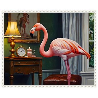 Flamingos Cozy Corner by Kintsugi99 Framed Canvas Wall Art Print