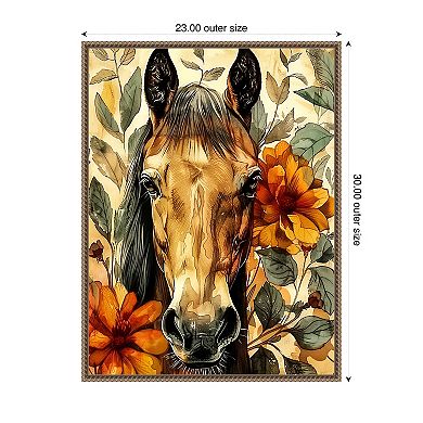 Horse in Flowers by Justyna Jaszke Framed Canvas Wall Art Print
