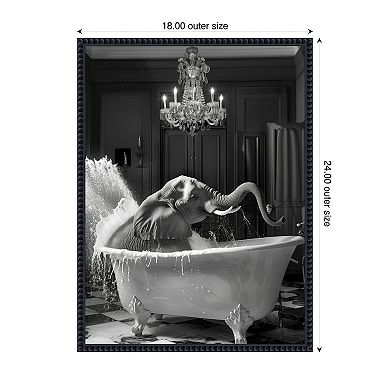 Big Elephant Splash by Niky Rahner Framed Canvas Wall Art Print