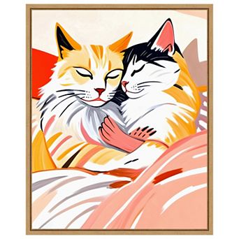 Cuddle Cats by Uma Gokhale Framed Canvas Wall Art Print