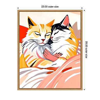 Cuddle Cats by Uma Gokhale Framed Canvas Wall Art Print