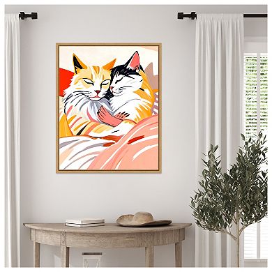 Cuddle Cats by Uma Gokhale Framed Canvas Wall Art Print