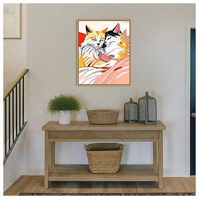 Cuddle Cats by Uma Gokhale Framed Canvas Wall Art Print