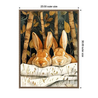 Sleepy Bunny Forest by Justyna Jaszke Framed Canvas Wall Art Print