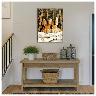 Sleepy Bunny Forest by Justyna Jaszke Framed Canvas Wall Art Print