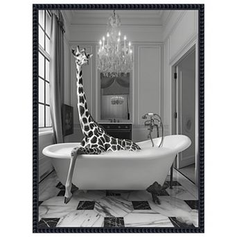 Giraffe Glam Soak by Niky Rahner Framed Canvas Wall Art Print