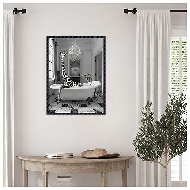 Giraffe Glam Soak by Niky Rahner Framed Canvas Wall Art Print
