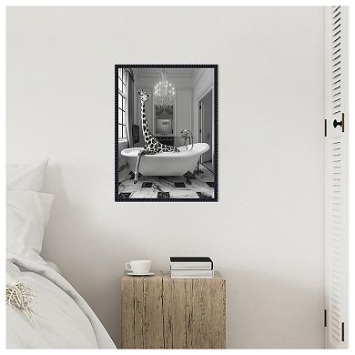 Giraffe Glam Soak by Niky Rahner Framed Canvas Wall Art Print
