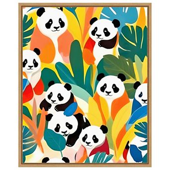 Pandas Tropical by Uma Gokhale Framed Canvas Wall Art Print