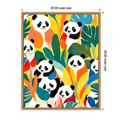 Pandas Tropical by Uma Gokhale Framed Canvas Wall Art Print