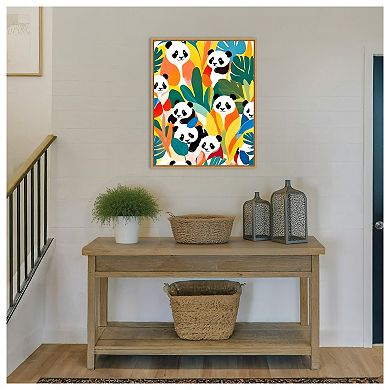 Pandas Tropical by Uma Gokhale Framed Canvas Wall Art Print