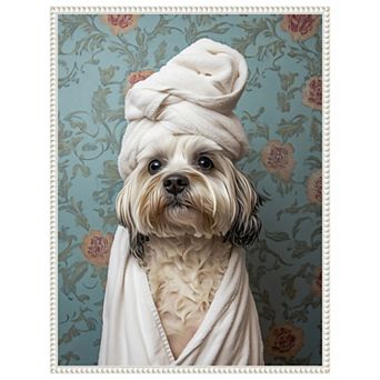 Spa Day Pooch by Mowzu Framed Canvas Wall Art Print