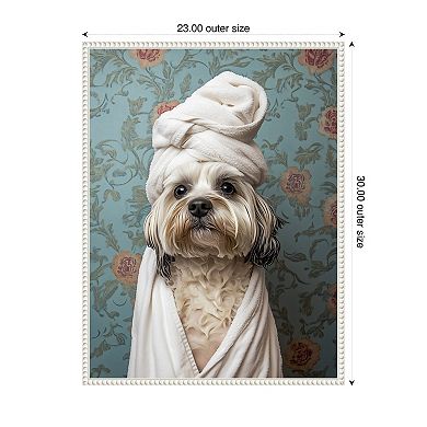 Spa Day Pooch by Mowzu Framed Canvas Wall Art Print
