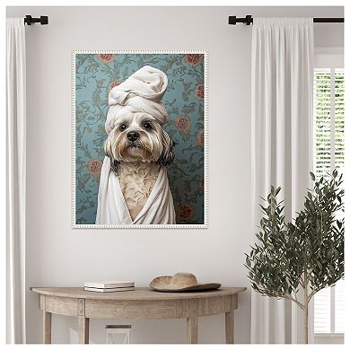 Spa Day Pooch by Mowzu Framed Canvas Wall Art Print