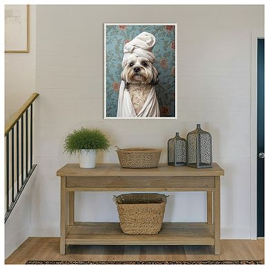 Spa Day Pooch by Mowzu Framed Canvas Wall Art Print