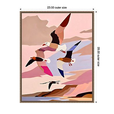 Soaring Silhouette Seagulls by Uma Gokhale Framed Canvas Wall Art Print