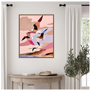 Soaring Silhouette Seagulls by Uma Gokhale Framed Canvas Wall Art Print