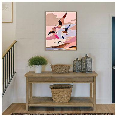 Soaring Silhouette Seagulls by Uma Gokhale Framed Canvas Wall Art Print