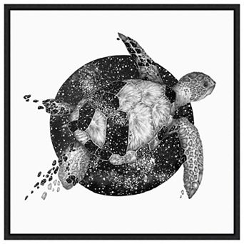 Cosmic Sea Turtle by Ec Mazur Framed Canvas Wall Art Print