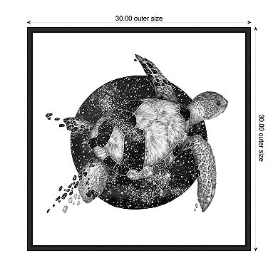 Cosmic Sea Turtle by Ec Mazur Framed Canvas Wall Art Print