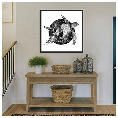 Cosmic Sea Turtle by Ec Mazur Framed Canvas Wall Art Print