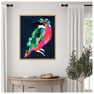 Patchwork Perfection Bird by Kintsugi99 Framed Canvas Wall Art Print