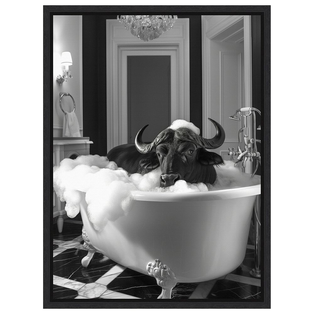 rub-a-dub-buffalo-by-niky-rahner-framed-canvas-wall-art-print