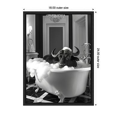 Rub a Dub Buffalo by Niky Rahner Framed Canvas Wall Art Print