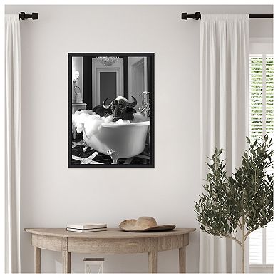 Rub a Dub Buffalo by Niky Rahner Framed Canvas Wall Art Print